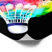 Badminton Shuttle Watercolor Player Gift Artistic  ポスター (角)