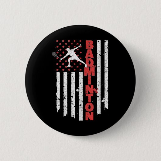 Badminton Team American Flag Usa Badminton For Wom 缶バッジ (正面)