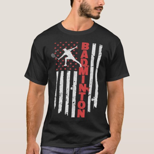 Badminton Team American Flag Usa Badminton For Wom Tシャツ (正面)