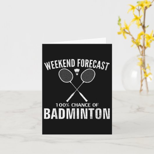 Badminton Weekend Forecast Funny Badminton Player  カード (黄色い花)