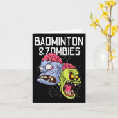 Badminton Zombies Funny Sports Game Racket Shuttle カード (黄色い花)