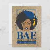 BAEブラックと教育を受けた修士号の卒業 招待状 (正面)