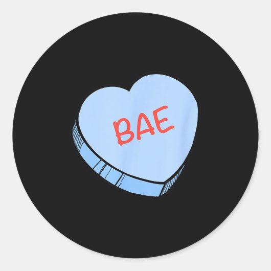 “bae” コンバーセーションハート バレンタインデー ラウンドシール (正面)