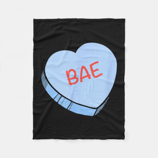 “bae” Conversation Hearts Valentine’s Day  フリースブランケット (正面)