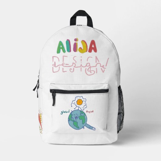 bag alija design by jaime プリントバックパック (正面)