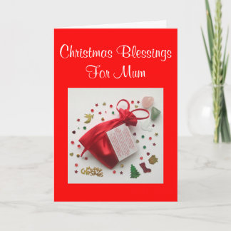 Bag of Christmas Blessings for Mum Card with Verse シーズンカード