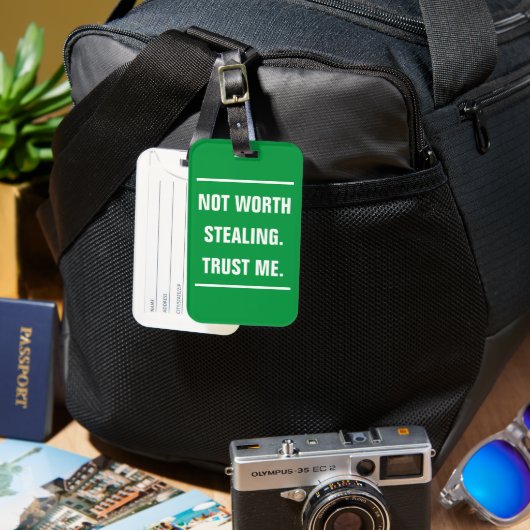 BAG TAG - 盗む価値なし。 信じて。 ラゲッジタグ (正面&裏面)