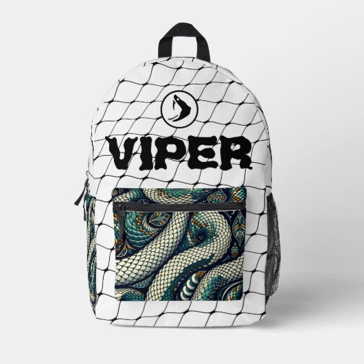 Bag with snake pattern design プリントバックパック (正面)