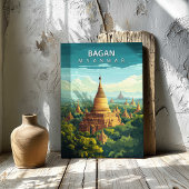 Bagan Myanmar Travel Poster Canvas Wall Art キャンバスプリント