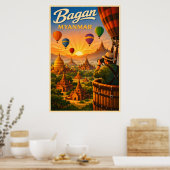 Bagan Myanmar - Vintage Travel  ポスター (キッチン)