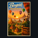 Bagan Myanmar - Vintage Travel  ポスター<br><div class="desc">Bagan Myanmar is a truly unique place with over 2, 000 Buddhist stupas and pagodas still standing today.</div>