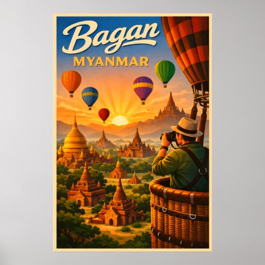 Bagan Myanmar - Vintage Travel  ポスター (正面)