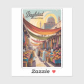 Baghdad Iraq Illustration Travel Art Vintage シール (シート)
