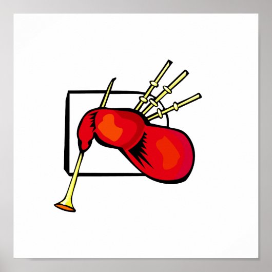 Bagpipe,赤と茶色のグラフィックイメージデザイン ポスター (正面)