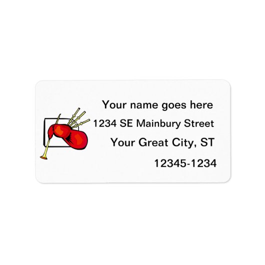 Bagpipe,赤と茶色のグラフィックイメージデザイン ラベル (正面)