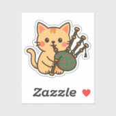 Bagpipe Cat Fun Design シール (シート)