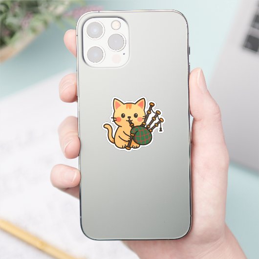 Bagpipe Cat Fun Design シール (スマートフォン)