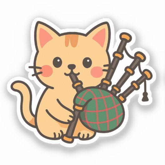 Bagpipe Cat Fun Design シール (正面)