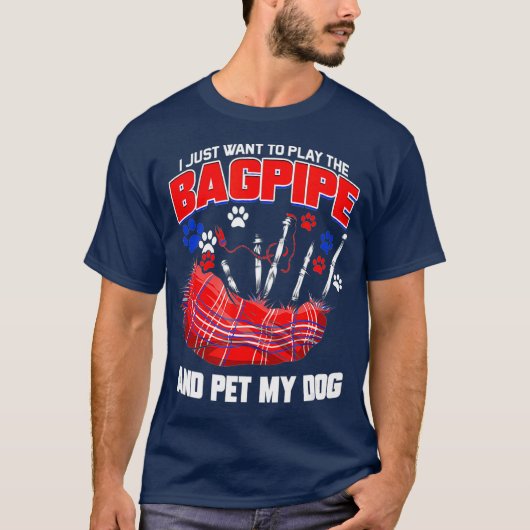 Bagpipe Dog Owner Muscian Bagpiper Gift Tシャツ (正面)