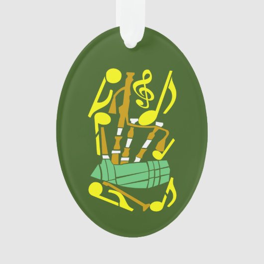 Bagpipes Red Music Notes オーナメント (正面)