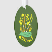 Bagpipes Red Music Notes オーナメント (正面)