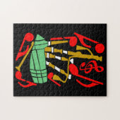 Bagpipes Red Music Notes ジグソーパズル (横)