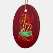 Bagpipes Red Music Notes セラミックオーナメント (左)
