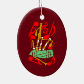 Bagpipes Red Music Notes セラミックオーナメント (裏面)