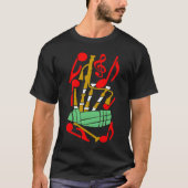 Bagpipes Red Music Notes Tシャツ (正面)