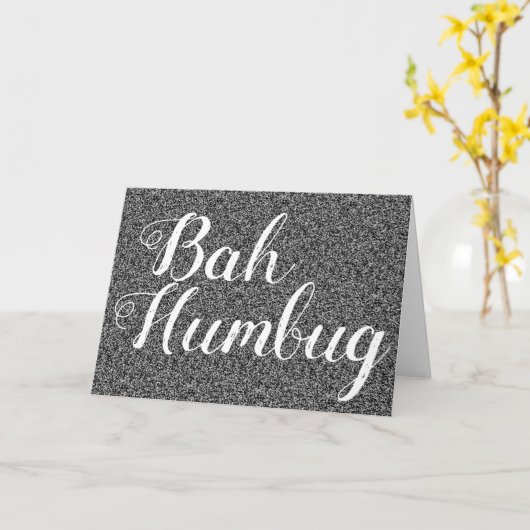Bahのばかばかしく黒くフェイクなグリッターのクリスマスカード カード (黄色い花)