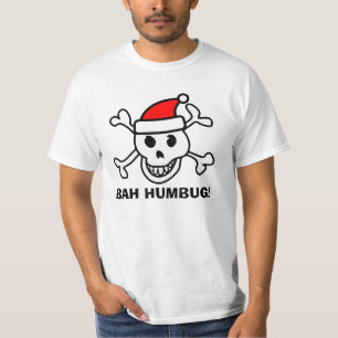 Bahのサンタのスカルを搭載するばかばかしい反クリスマスのTシャツ Tシャツ