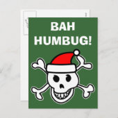 Bahばかばかしいサンタのスカルのクリスマスの挨拶状 シーズンポストカード (正面/裏面)