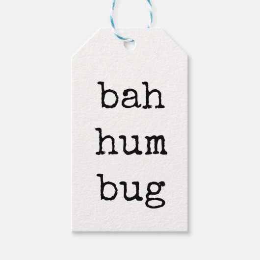Bah Hum Bug, おもしろいChristmas Giftラベル，ミニマリスト ギフトタグ (正面)