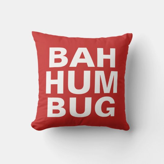 BAH HUMBUG – 赤の白 クッション (正面)