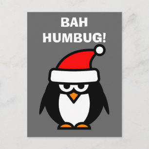 Bah Humbug anti Christmas penguin cartoon postcard シーズンポストカード