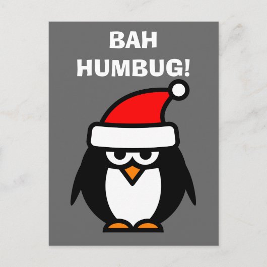 Bah Humbug anti Christmas penguin cartoon postcard シーズンポストカード (正面)