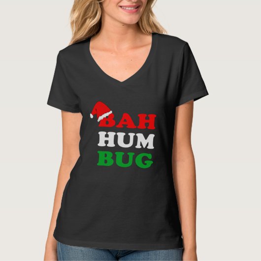Bah Humbug  Christmas Santa Hat Bah Hum Bug Tシャツ (正面)