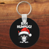 Bah Humbug Funny Bad Cat Christmas Hater Cat Lover キーホルダー (正面)