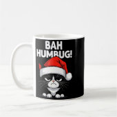 Bah Humbug Funny Bad Cat Christmas Hater Cat Lover コーヒーマグカップ (左)