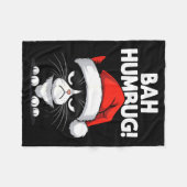 Bah Humbug Funny Bad Cat Christmas Hater Cat Lover フリースブランケット (正面(横))