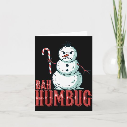 Bah Humbug Santa Hat Angry Snowman Sarcastic Chris カード (正面)