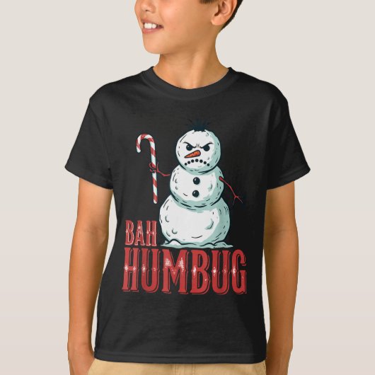 Bah Humbug Santa Hat Angry Snowman Sarcastic Chris Tシャツ (正面)