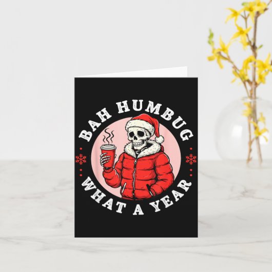 Bah Humbug Skull Hat Santa's Candy Christmas Pajam カード (黄色い花)