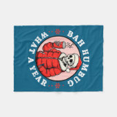 Bah Humbug Skull Hat Santa's Candy Christmas Pajam フリースブランケット (正面(横))