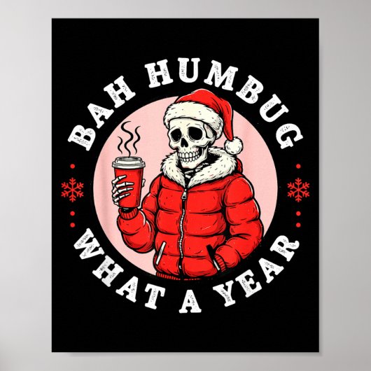 Bah Humbug Skull Hat Santa's Candy Christmas Pajam ポスター (正面)