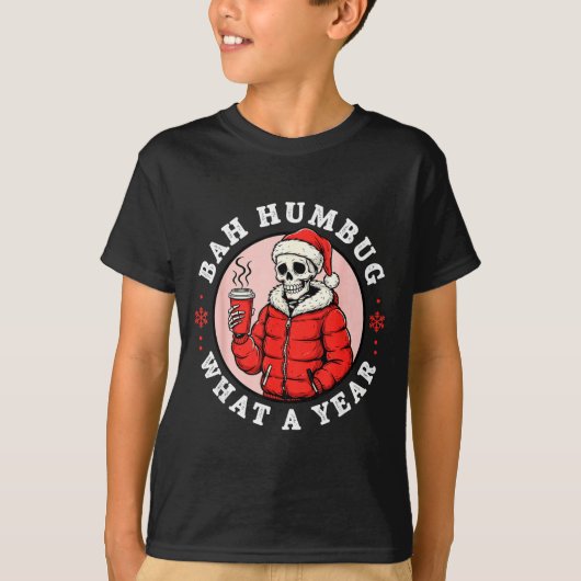 Bah Humbug Skull Hat Santa's Candy Christmas Pajam Tシャツ (正面)