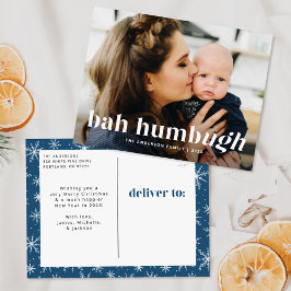 Bah Humbug Ugh ネイビー おもしろ 写真 シーズンポストカード