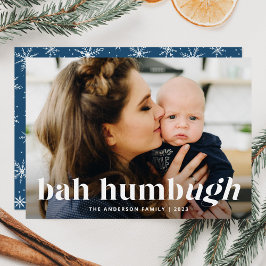 Bah Humbug Ugh 青い面白いホリデーフォトカード シーズンカード