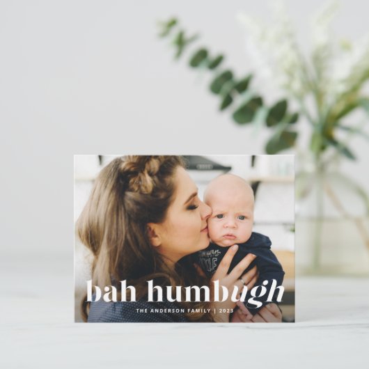 Bah Humbug Ugh Navyの写真おもしろい シーズンポストカード (スタンド正面)