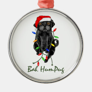 Bah HumPugの黒いパグ メタルオーナメント